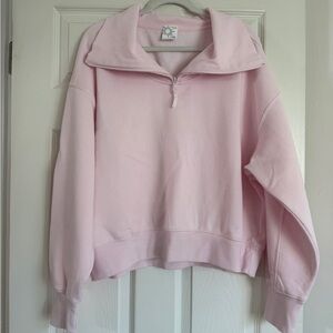 Aerie Light Pink Quarter-Zip Sweatshirt